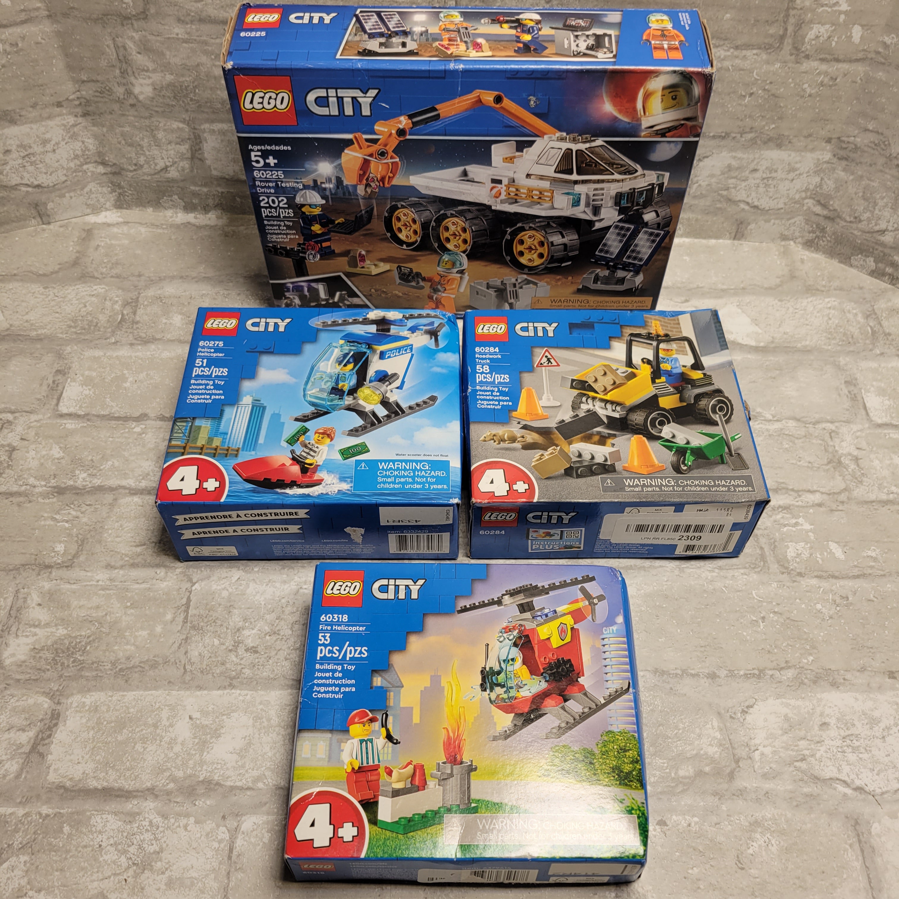 LEGO City Rover Testing, Roadwork Truck, Fire Helicopter, Police Helicopter (8049497800942)